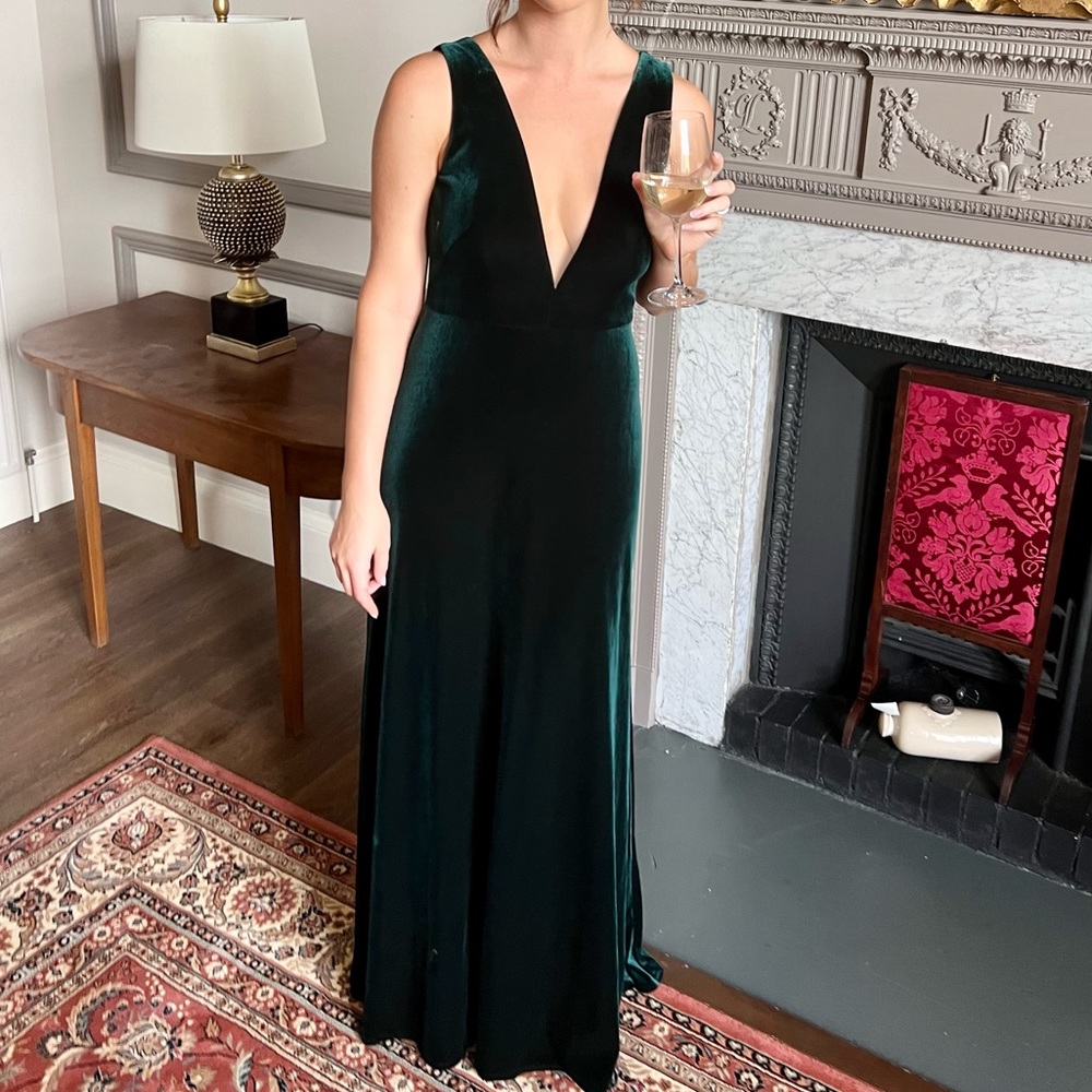 Jenny Yoo Logan Velvet Dark Emerald Dress